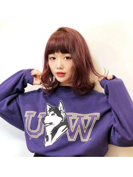 シャンティ 琴似店(Shanti) モテ色パープル×ミディアムボブ 【大西翔】