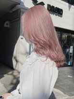 ベレーザ 原宿(Beleza) ba866_ミルクティーピンクハイトーンカラーロブヘアウェーブ巻き