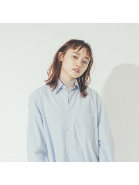 アルネ(arne) 外ハネミディ×ハイライト/ぱっつん前髪【arne吉祥寺】