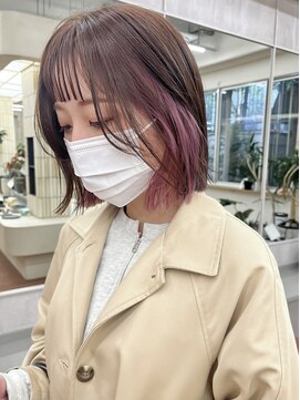 パークレーン アイス イヴェン(park lane ICI yeven) ラベンダーピンク　イヤリングカラー　ラインボブ　/akari