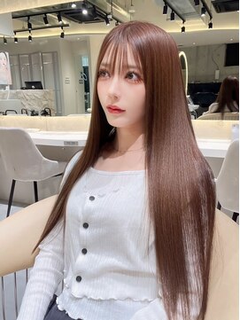 ロンドメリア 天神大名店(Lond Melia) ★グレージュカラー斜めバングデザインカラーシルキー ベージュ