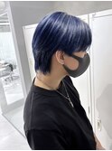 メンズ ブルーシルバー ハイライト