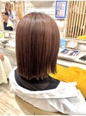 切りっぱなしボブ × ラベンダーベージュ　八戸　売市
