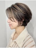 丸みショート・ボブ/丸顔/前髪あり/絶壁解消/30代/40代/50代