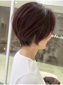 丸みショート×ボルドーピンク　style by 田爪