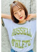 Ameri ミニボブ×オリーブベージュ×シースルーバング【新宿】