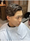 スパイラルパーマ ブラウン かきあげアップバング
