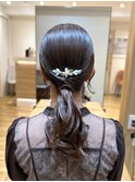 くるりんぱ　ボニーテール　ヘアセット　お呼ばれヘア