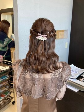 ヘアショップエヌアンドエー 久喜 栗橋店(hairshop N&A) ヘアセット 編み込みハーフアップゆるふわウェーブ/結婚式入学式