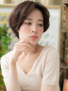 カバーヘア ブリス 戸田公園西口店(COVER HAIR bliss) かきあげバングナチュラル黒髪大人ボブh3戸田公園20代30代40代