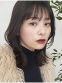 顔周りレイヤーカットくびれヘアミルクティーベージュカラー