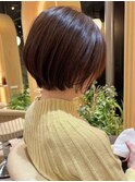 前下がりレイヤーボブ　大人マッシュショート　ブラウンカラー