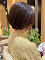 グリッター 仙台中央店(GRITTERs)&nbsp;前下がりレイヤーボブ　大人マッシュショート　ブラウンカラー