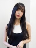 暗髪×顔まわりロングレイヤー