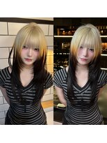 ベレーザ 渋谷(BELEZA)&nbsp;15725ブリーチ＆ダブルカラーホワイトブロンドラウンドバング
