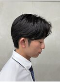 メンズセンターパートニュアンスパーマアップバング