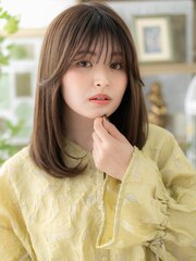 大人かわいいシースルーバングエアストレートa戸頭20代30代40代