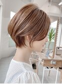 ★前下がりハンサムショートボブパーマ30代40代50代白髪ぼかし