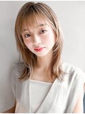 うるツヤ美髪ナチュラルカール愛され薄めバングボブウルフ