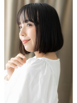 カバーヘア ブリス 川口(COVER HAIR bliss) シースルーバング大人美人黒髪切りっぱなしボブY川口30代40代