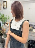 ピンクベージュ×ヘイリーボブ