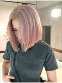 シアーピンクベージュ×ワンレンボブ