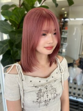 ハピネス 西大寺店(Happiness) レイヤーカット ブリーチカラー ピンクカラー