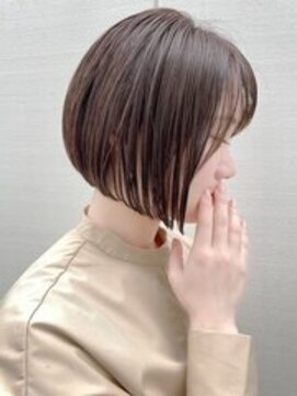 Ruufus恵比寿南/白髪ぼかしハイライト/ショートボブ/髪質改善 丸みショートボブ/髪質改善/30代40代