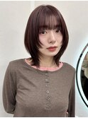 ミディアム レイヤーカット 顔周り 小顔 髪質改善