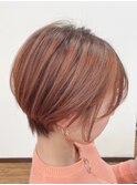20代/30代40代50代ひし形ショート/ベビーピンク/似合わせカット