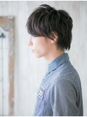 七三分けニュアンスパーマの抜け感ネオウルフM