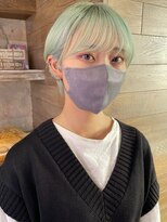 トレヘアー(tRe hair) マッシュショート　ライムカラー