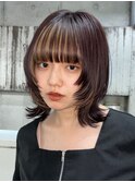 顔周りレイヤーカットくびれヘアミルクティーベージュカラー