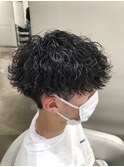 メンズパーマツイスパ波巻きスパイラルマッシュセンターパート