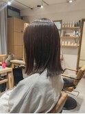 切りっぱなし/ロングボブ/ミディアムボブ/透明感グレージュ