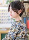 センターパートひし形ショート暗髪大人ボブh4川口20代30代40代