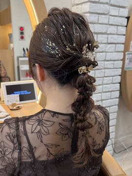 アドラーブル けやき通り店(adorable) 結婚式お呼ばれ編み込み◎抜け感ミディアム編みおろしヘア