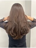シャギーバタフライカット髪質改善オリーブグレーココアベージュ