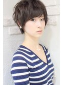 大人可愛い20代30代40代黒髪前下がりシースルーマッシュ◎