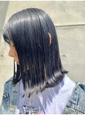 【UMM國守】ネイビーブルー艶ボブ_無造作カールボブディ