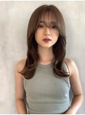 韓国顔周りレイヤーワンカール×髪質改善ミルクティーアッシュ