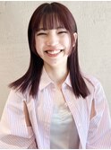 切りっぱなし/ミディアム/暖色/赤髪/ピンクカラー/20代30代