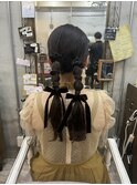 【Bormee】ツイン/ポコポコ/玉ねぎヘア/リボン/結婚式お呼ばれ