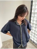 グレージュハンサムショートレイヤーカットセミロングボブヘア