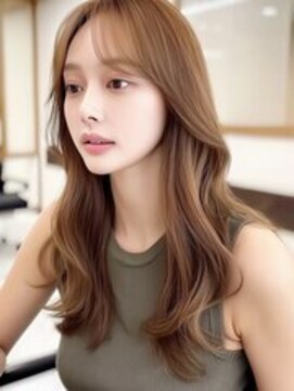 メル バイ ヘアサロン ニド(mer..by hair salon Nido) 小顔韓国風ロングレイヤー☆シースルーバング×透明感ベージュ