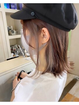 マリアバイアフロート(Maria by AFLOAT) ピンクベージュ×ミルクティー インナーカラーミディ