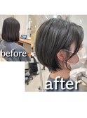 絶壁解消丸みショートボブ
