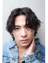 アソビ 表参道(ASOBI) 波巻きスパイラルパーマ センターパート ウルフ