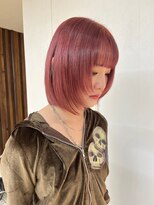 クオリス 上板橋店(QUALIS) 大人可愛い丸みボブピンクチェリーピンクフェイスレイヤーツヤ髪