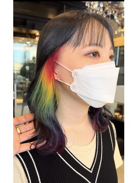 ナチュラル ヘアーデザイニング(Natural hair designing) インナーカラー レインボー